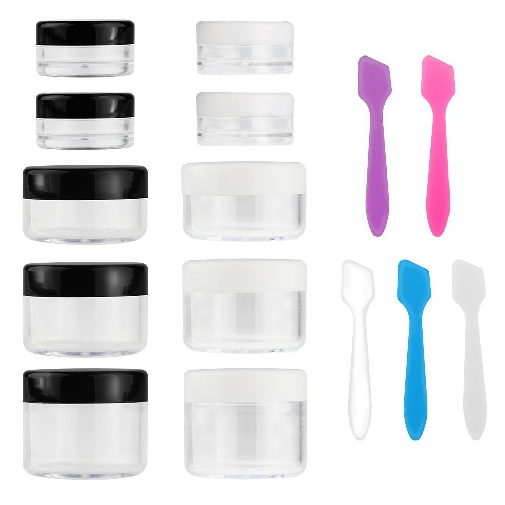 3g 5g 10g 15g 20g Small Round Sample Containers with lids Cosmetic Jars Plastic Jars Makeup Containers Lip Scrub with spoon