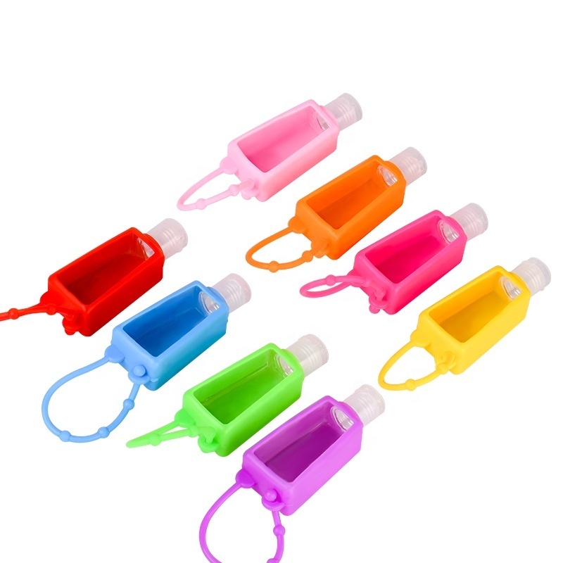 New Empty Travel Portable Pocket Size 30ml Plastic Hand Sanitizer Bottle with Silicone Holder