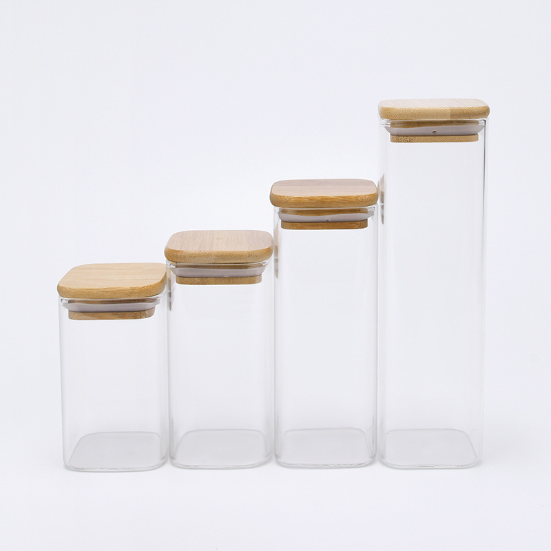 250ml Eco-friendly borosilicate cookie candy honey food glass storage jar With Bamboo Wooden Lid