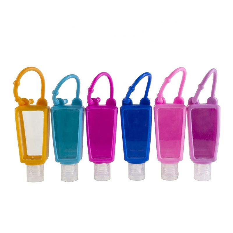 New Empty Travel Portable Pocket Size 30ml Plastic Hand Sanitizer Bottle with Silicone Holder