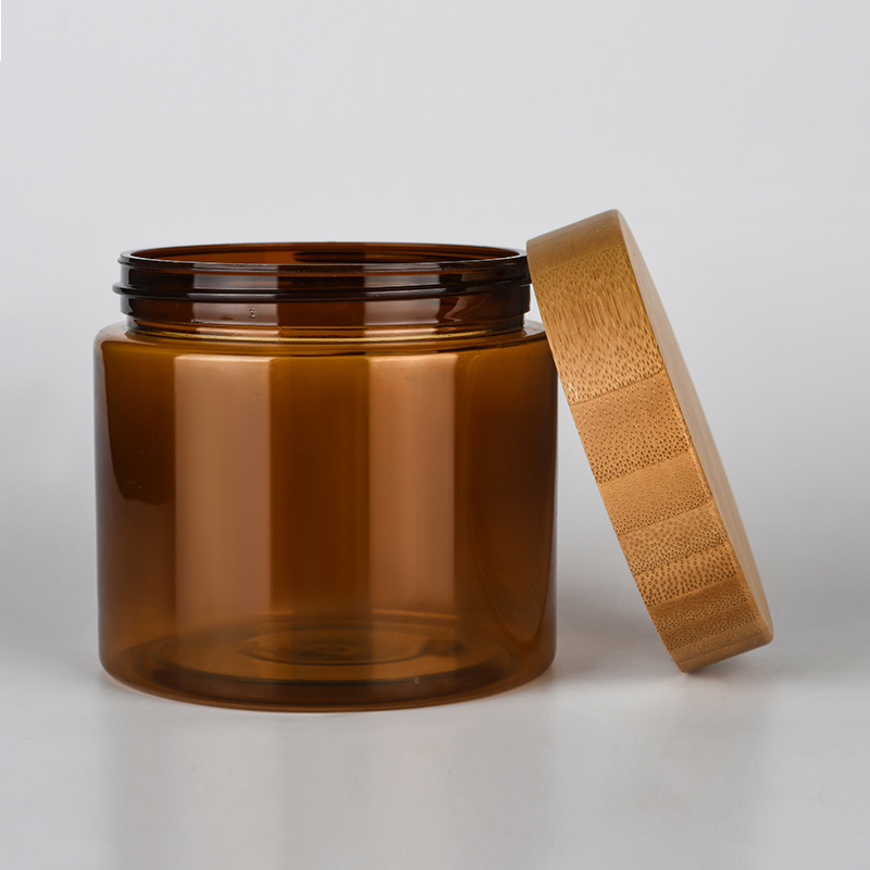 150ml 250ml 8oz natural cosmetic frosted amber clear pet jar body butter plastic cream jar with bamboo lid