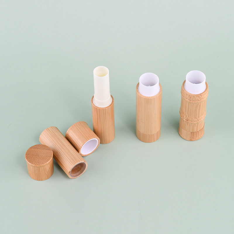 Biodegradable recyclable 5g custom empty cosmetic packaging eco friendly bamboo lipstick chapstick container lip balm tube