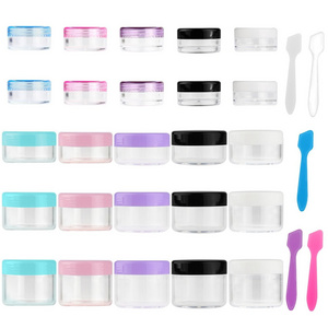 3g 5g 10g 15g 20g Small Round Sample Containers with lids Cosmetic Jars Plastic Jars Makeup Containers Lip Scrub with spoon