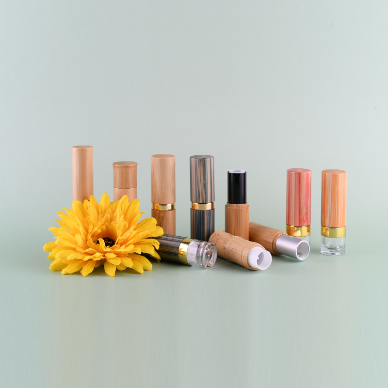 Biodegradable recyclable 5g custom empty cosmetic packaging eco friendly bamboo lipstick chapstick container lip balm tube