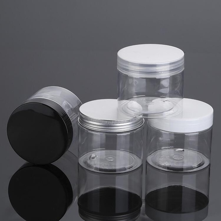 30ml 50ml 100ml 120ml 200ml 250ml 500ml cosmetic packaging clear amber black pet plastic cream jar with plastic lid