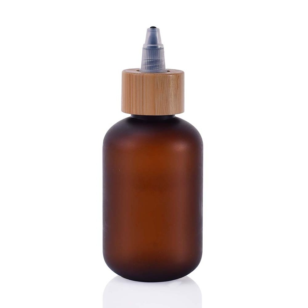 Empty 60ml 100ml 150ml 250ml 300ml 500ml clear plastic Hair Oil Squeeze Bottle With bamboo Twist-open Dispensing Cap