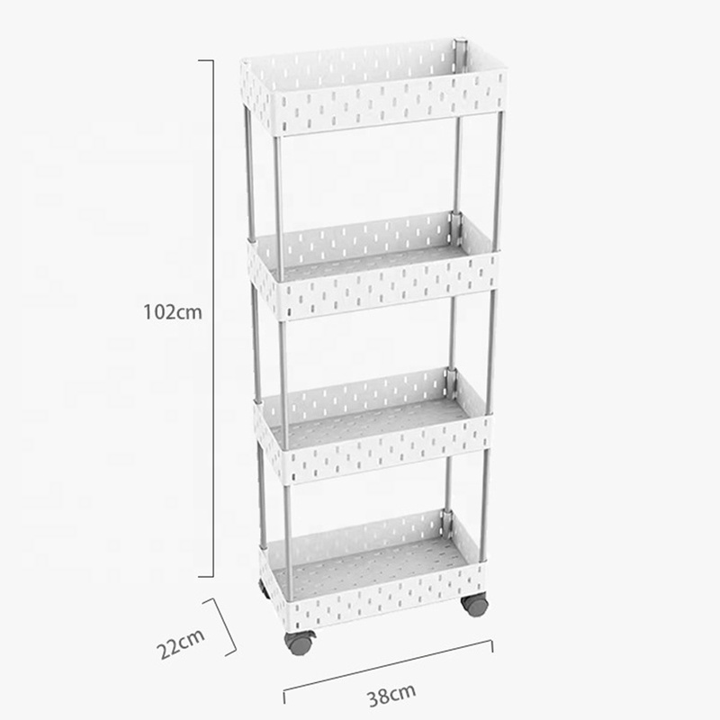 Heavy Duty 3-Tier Metal Utility Rolling Cart, Slide Out Storage Shelves Mobile Shelving Unit for Bathroom Kitchen Bedroom