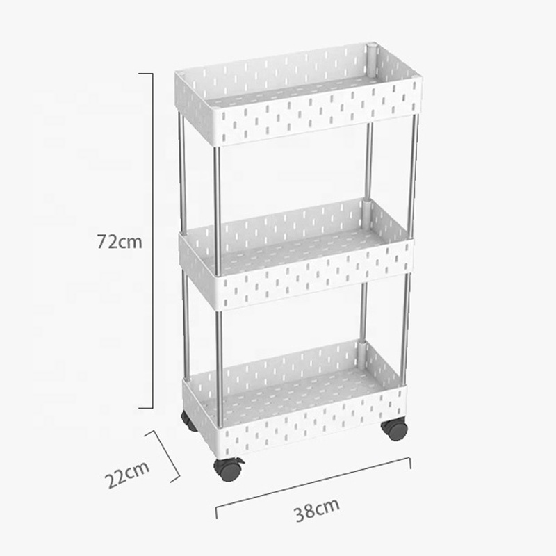 Heavy Duty 3-Tier Metal Utility Rolling Cart, Slide Out Storage Shelves Mobile Shelving Unit for Bathroom Kitchen Bedroom