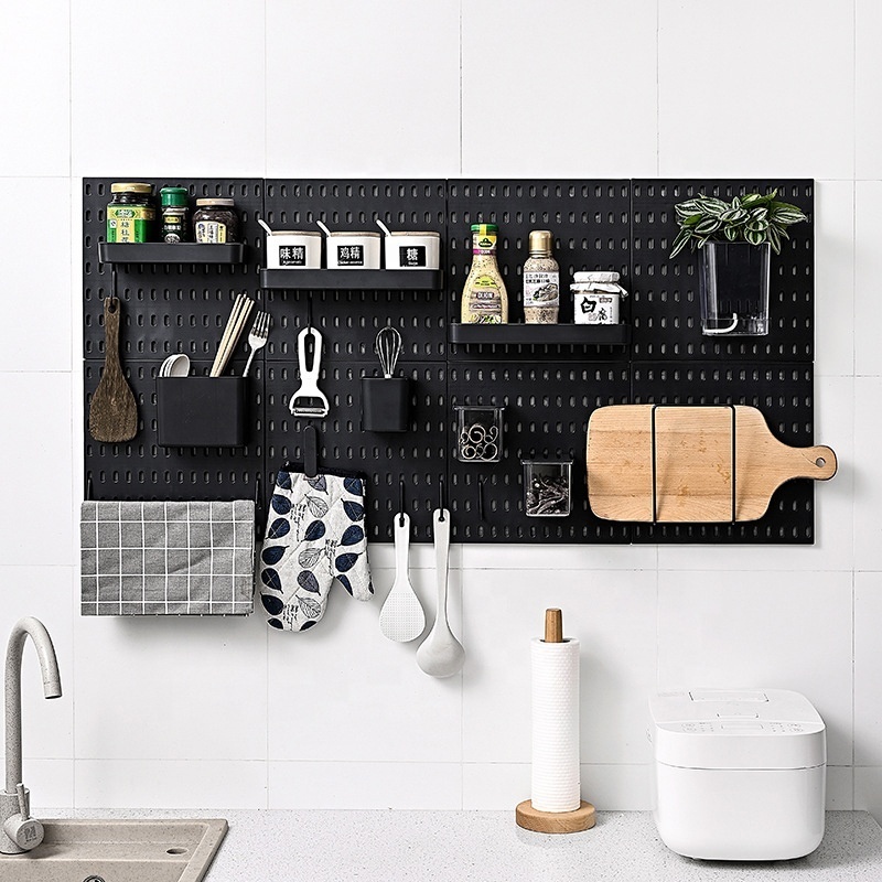 Black Pegboard Wall Organizer Display, Peg Board Hooks Accessories, Pegboard Bins Organizer for Garage