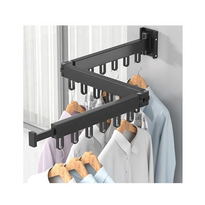 Retractable expandable collapsible Wall Mount tripod laundry clothes drying rack clothes foldable For Laundry