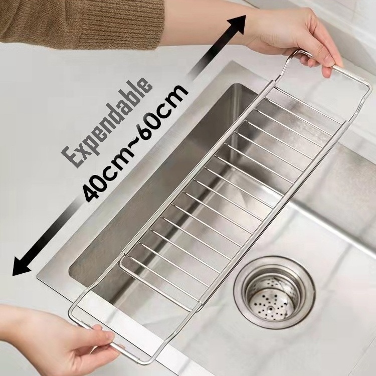 1 piece Over Sink Dish Drying Rack with Silicone Drainer Mat for Kitchen Counter Space Saving