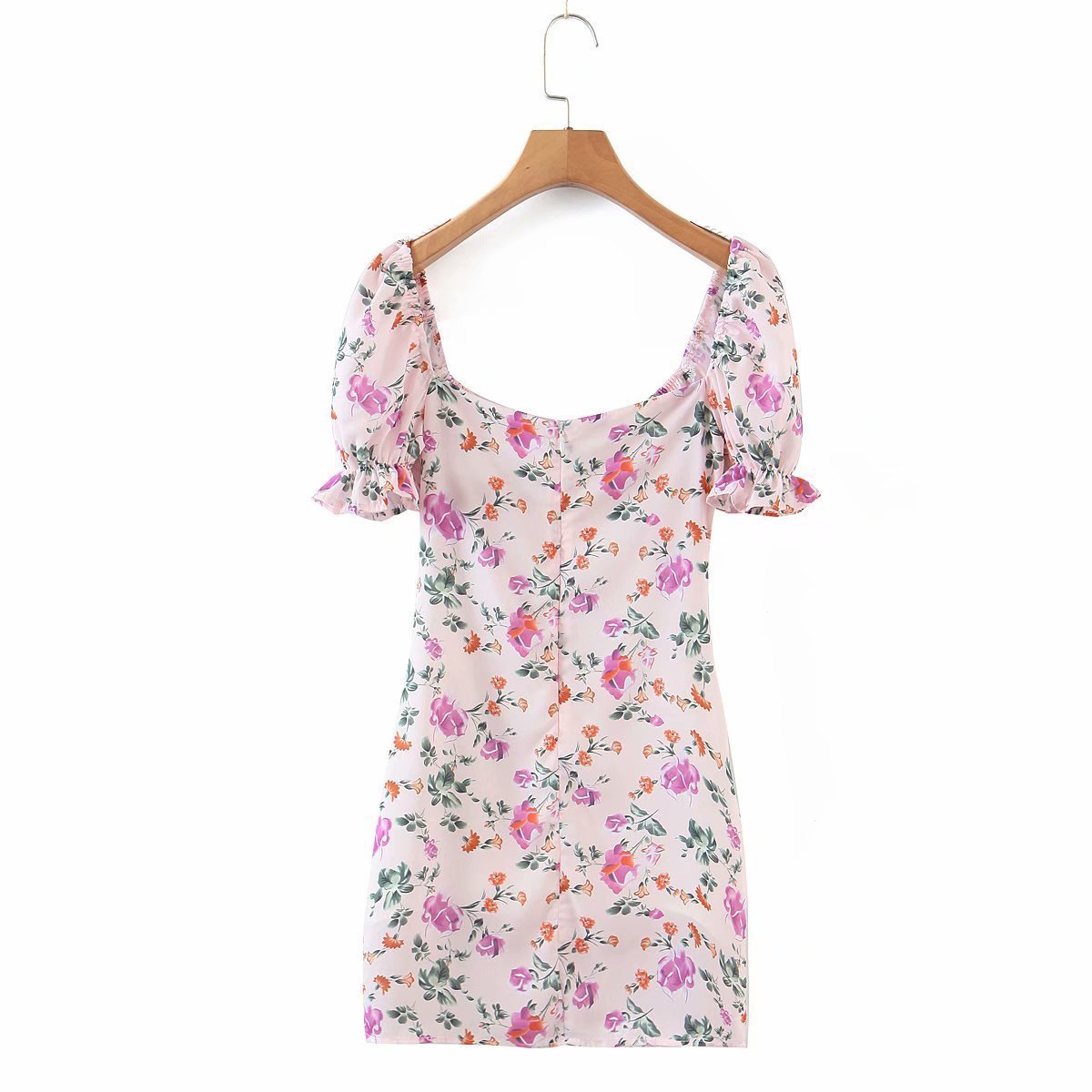 R40379S women's clothing fashion flower print high split hollow out s-line women 's dress support 7 days sample OEM/ODM