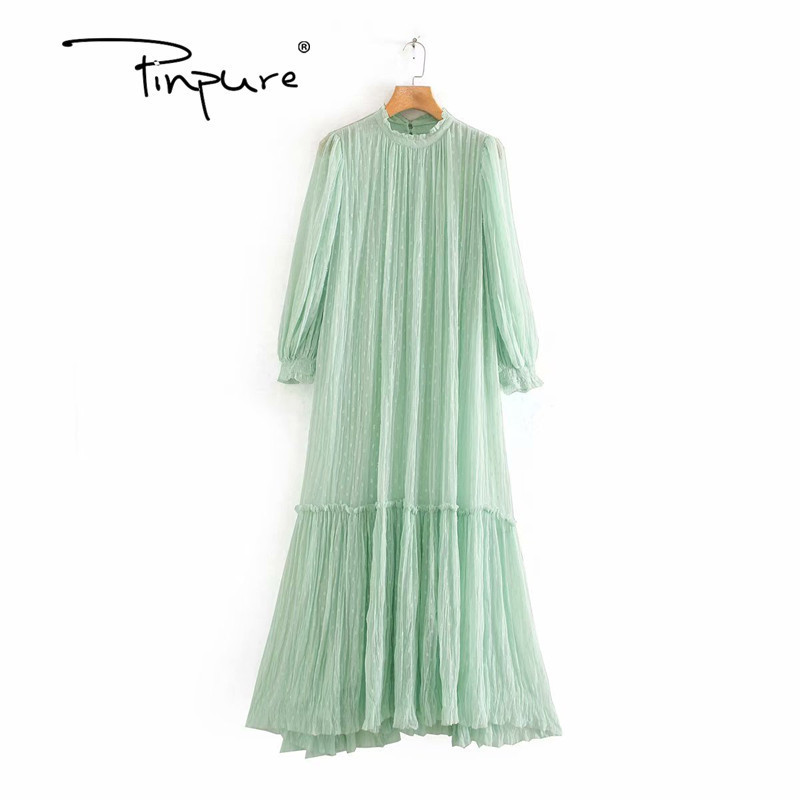 R50016S  wholesale 2020 new arrivals spring  women's fashion solid color tulle long dress