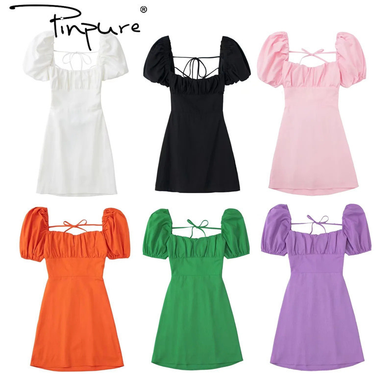 R41960S new arrival solid color back strap short sleeve plain short women dress