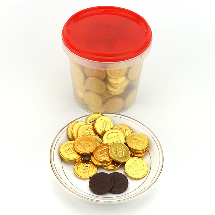 200pcs Gold Coin Shape Choco Round Chocolate coin in jar