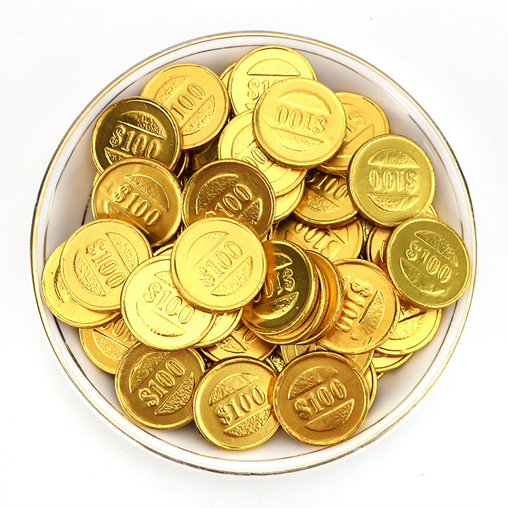 200pcs Gold Coin Shape Choco Round Chocolate coin in jar