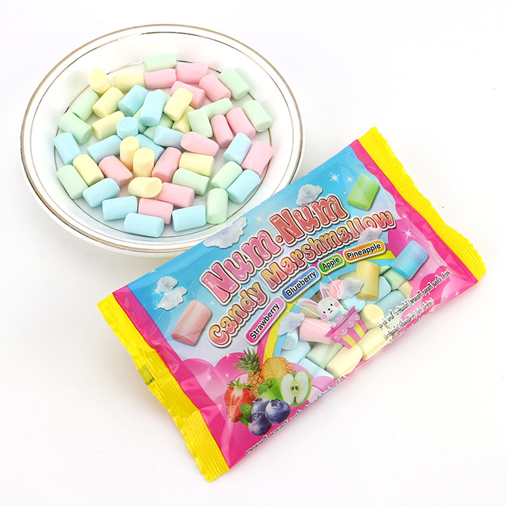 Colorful mini chalk shape marshmallow candy in bag