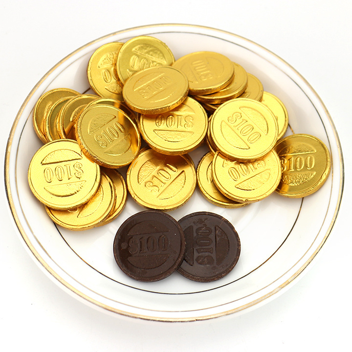 200pcs Gold Coin Shape Choco Round Chocolate coin in jar