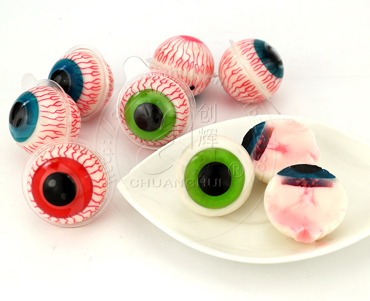 Halloween sweet Round eyeball Jam Filled  gummy candy