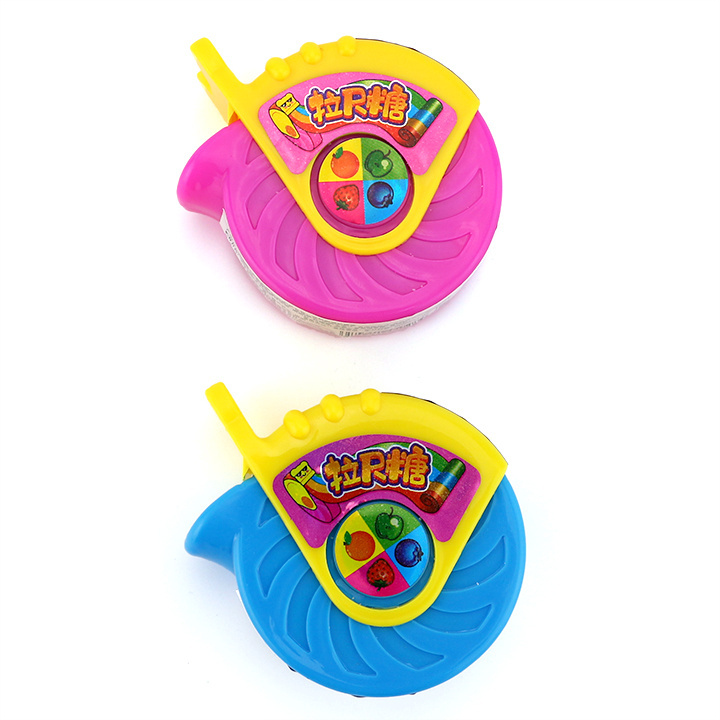 Puller measuring reel toy candy with sour belt rainbow strip gummy candy roll candy