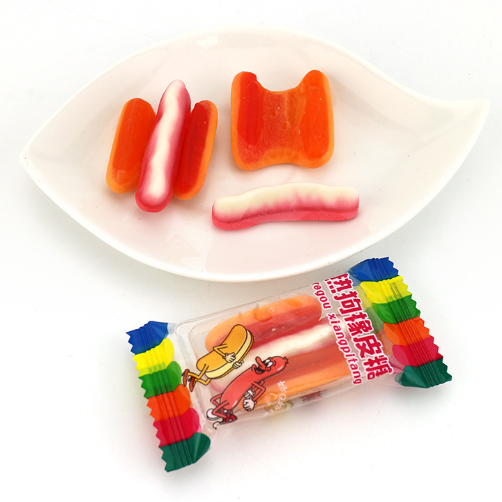 HALAL mini hotdog shaped jelly gumdrop soft gummy candy