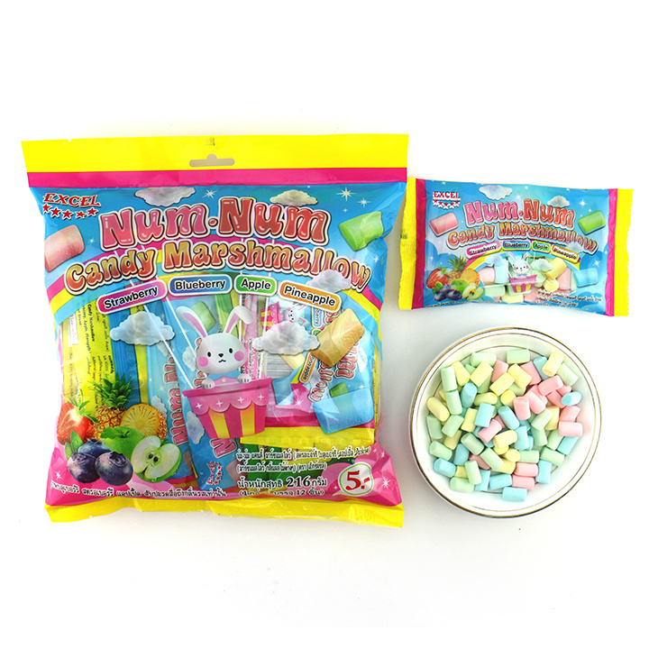 Colorful mini chalk shape marshmallow candy in bag