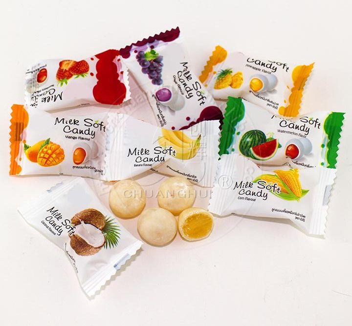 320g  Various fruit flavors gummy milk ball candy in the bag/Chewy Milk candy