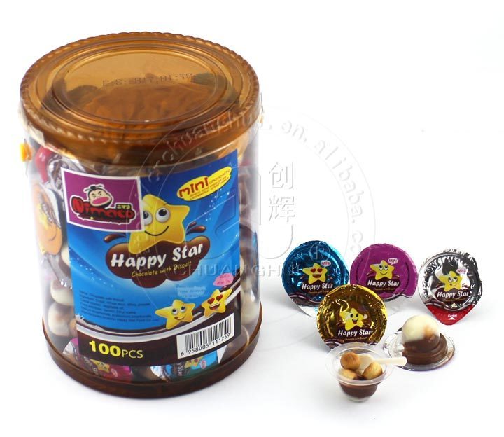 4g Happy Star Chocolate Cup chocolate and biscuit