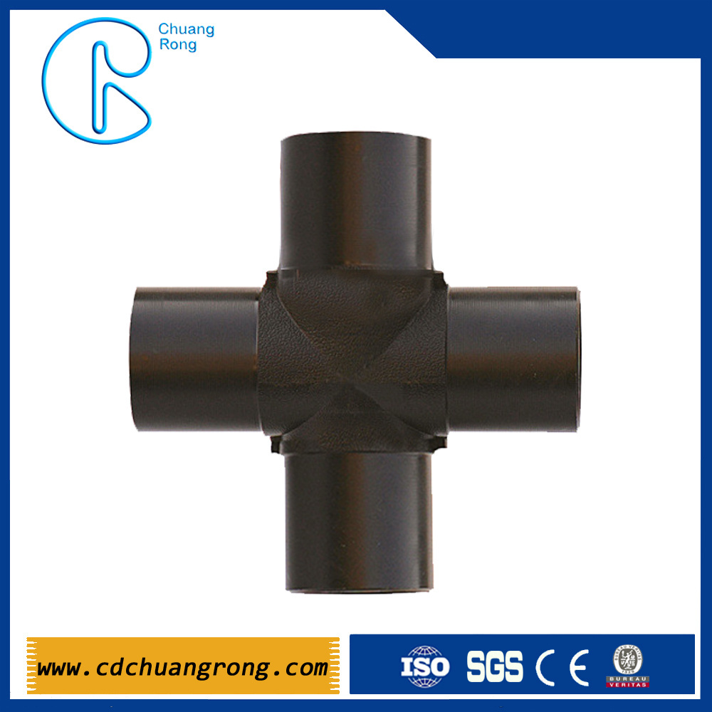 High Quality HDPE Pipe Fitting PE 4 Way Cross Tee