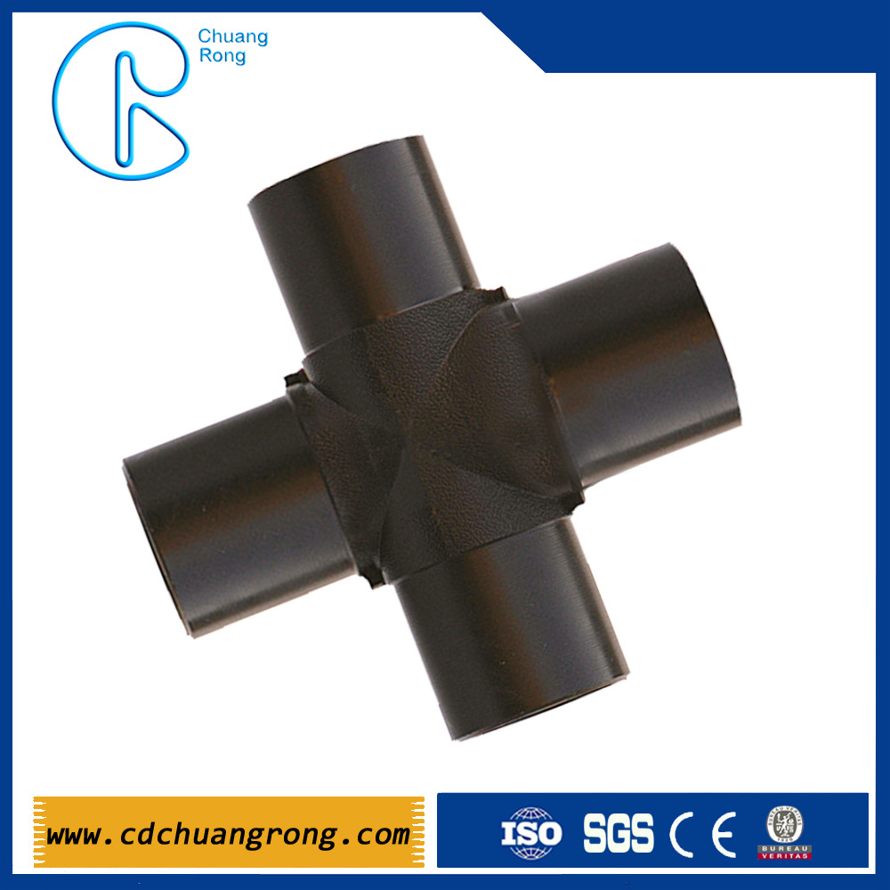 High Quality HDPE Pipe Fitting PE 4 Way Cross Tee