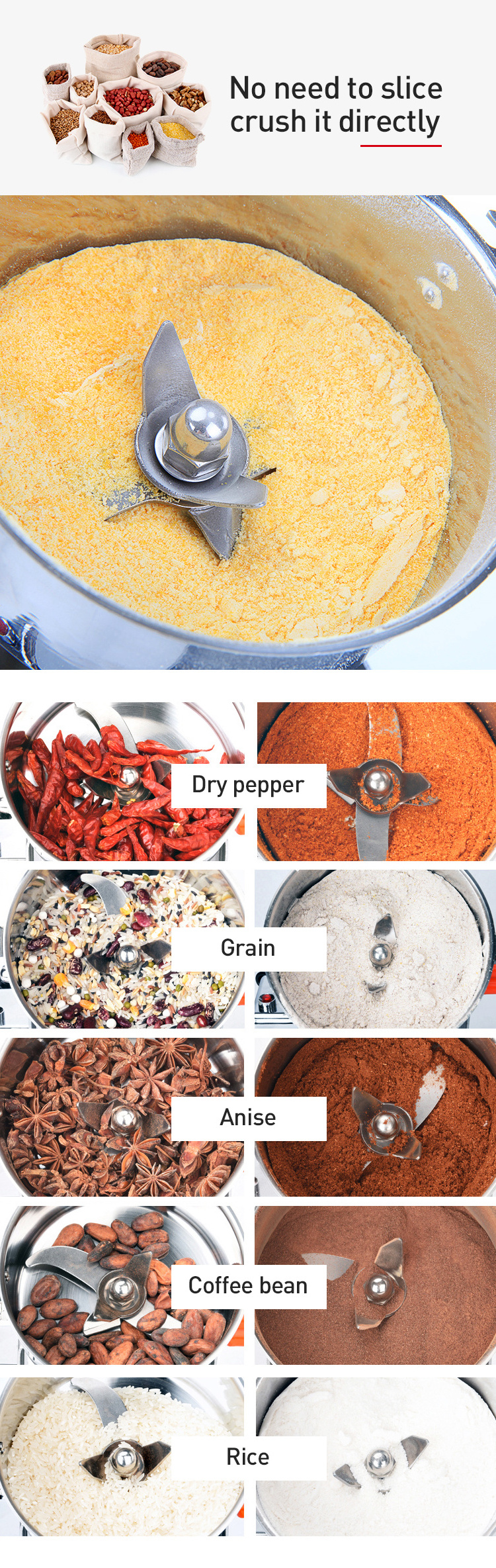 Commercial Electric Dry Food Powder Making Machine Spice Chili Pepper Grinder