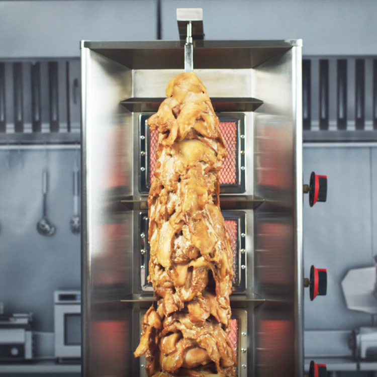 Commercial gas rotating shawarma grill 2/3/4 burners shawarma kebab machine