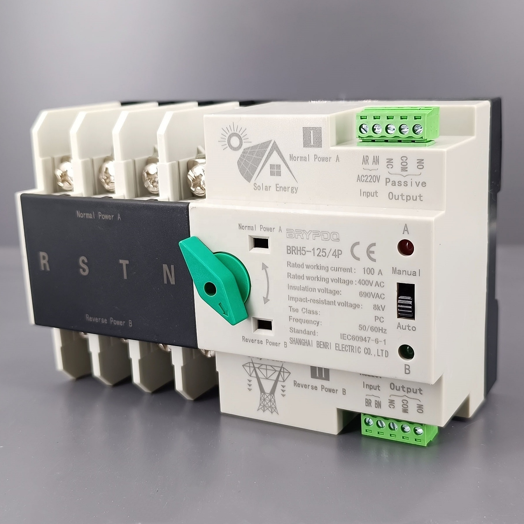 4P AC 220V 50-60HZ 100A manual auto PV ATS electrical equipment Dual power supple changeover automatic transfer switch