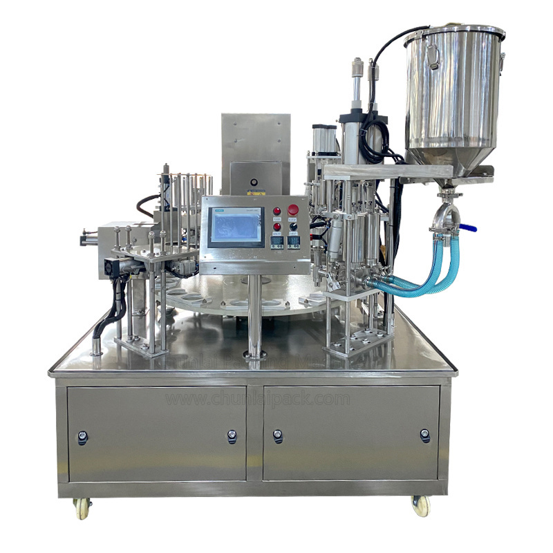 Automatic Milk Tea/Yogurt Packaging Machine Popping Boba Cup Filling Sealing Machine