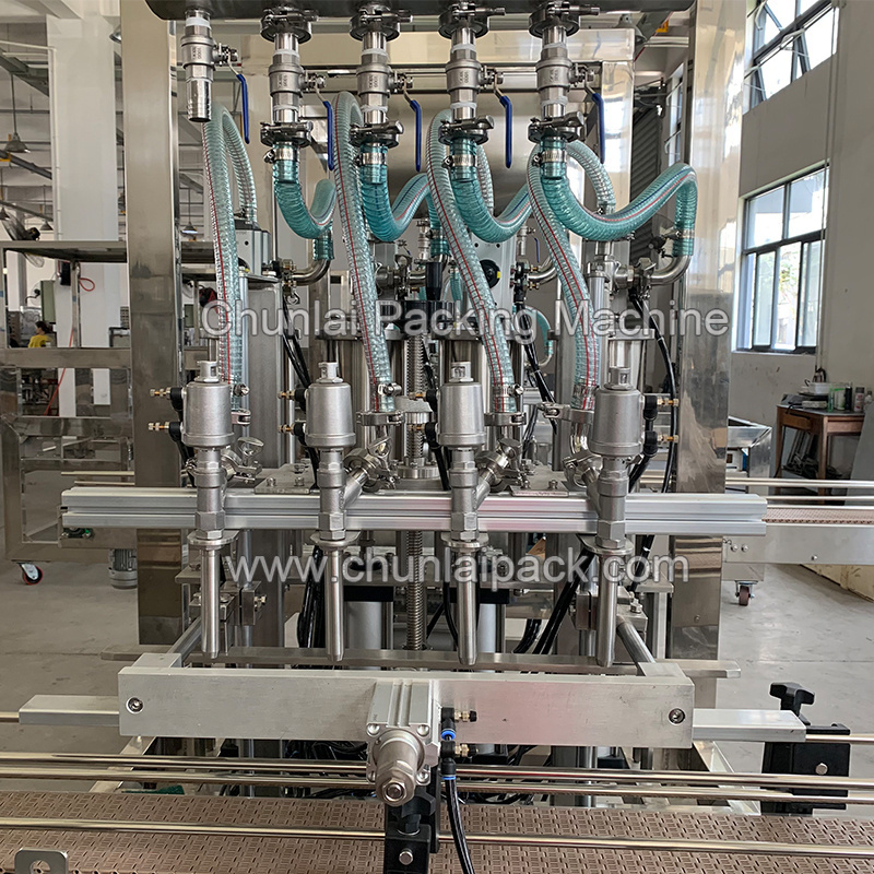 Milk Water Juice Chocolate Beverage Liquid Flow Gravity Linear Pressure Bottle Filling Machine