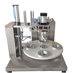 4 Position MS-1 Semi-Automatic Rotary Type Yogurt Sauce Jam Cup Pre-cut Aluminium Foil Lid Sealing Machine