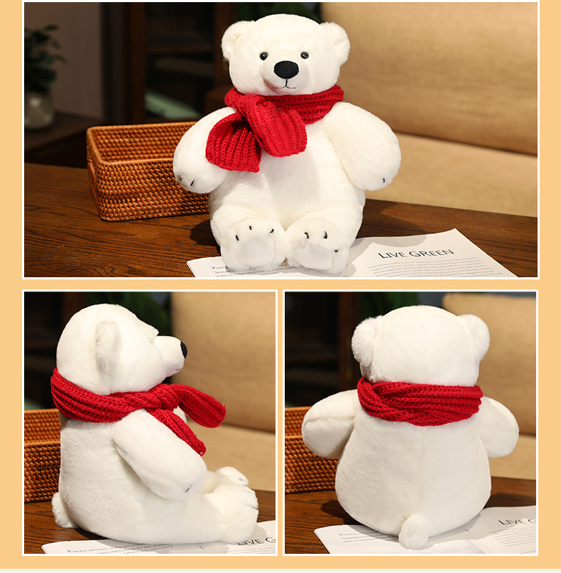 White Teddy Bear Stuffed Toy Valentine's Day Gift Polar Bear Doll Cute Scarf White Bear Plush Toy