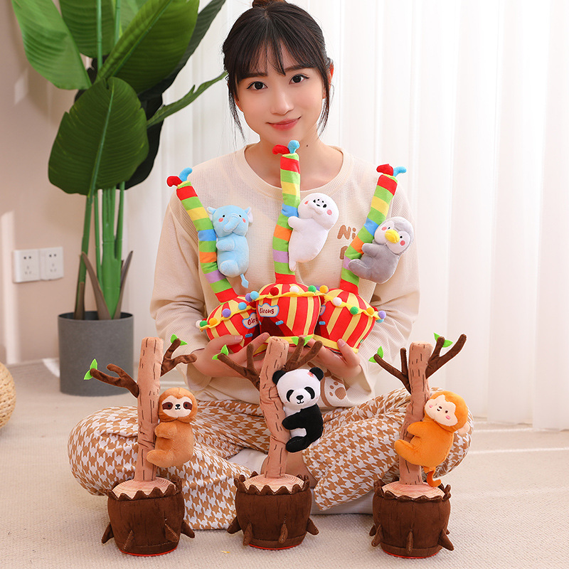 Cartoon Animal Cactus Electric Toy Singing Twisting Learning Talking Swing Birthday Gift Plush Toy