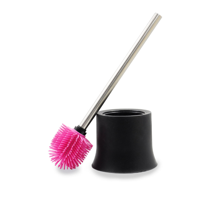 Household Cleaning stainless steel  Toilet Brush   Soft Silicone Toilet Brush With Holder Set