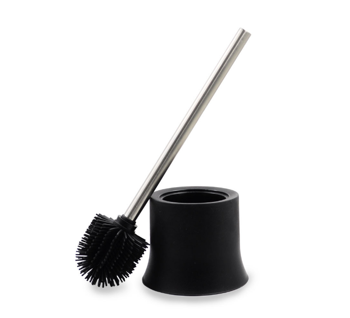 Household Cleaning stainless steel  Toilet Brush   Soft Silicone Toilet Brush With Holder Set