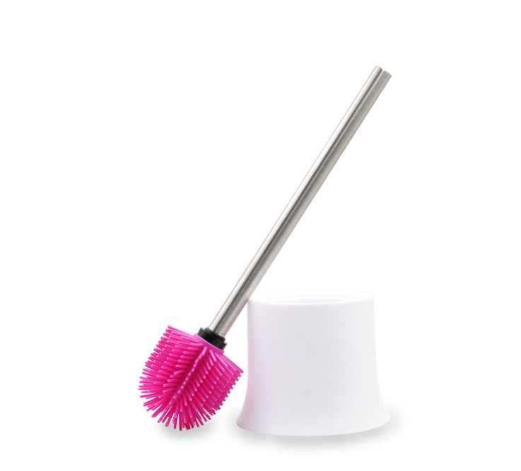 Household Cleaning stainless steel  Toilet Brush   Soft Silicone Toilet Brush With Holder Set