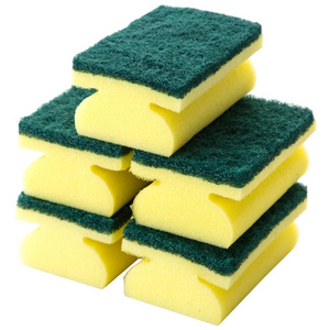 Kitchen Cleaning Sponge Double Side Dishwashing Sponges Scouring Pads Yellow And Green Sponge Scrubber Kitchen Cleaning Brush