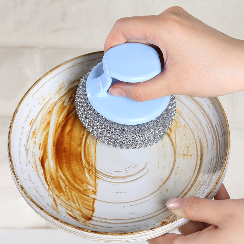 Kitchen brush pot and dishwasher removable oil-free cleaning ball brush