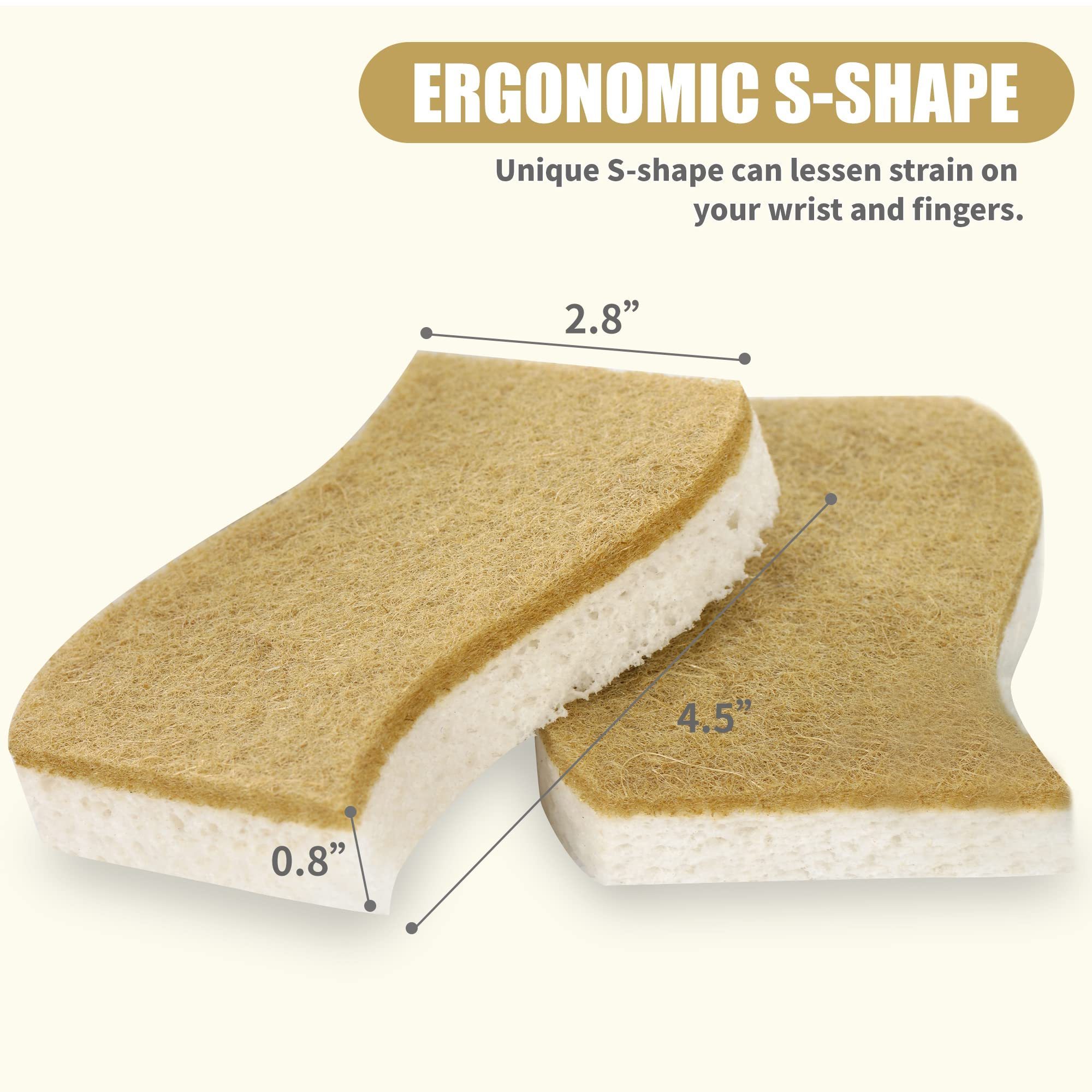 Eco Friendly Natural Kitchen Sponge Biodegradable Cellulose and Walnut Scrubber Sponge Wooden Pulp Dish Sponge Washing Pads