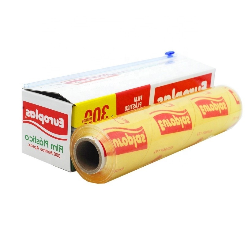 Stretch Wrap with Slide Cutter PE Plastic Wrap Cling Film For Meat Width 45CM Plastic Wrap Plastic Stretch Film Foil Packaging