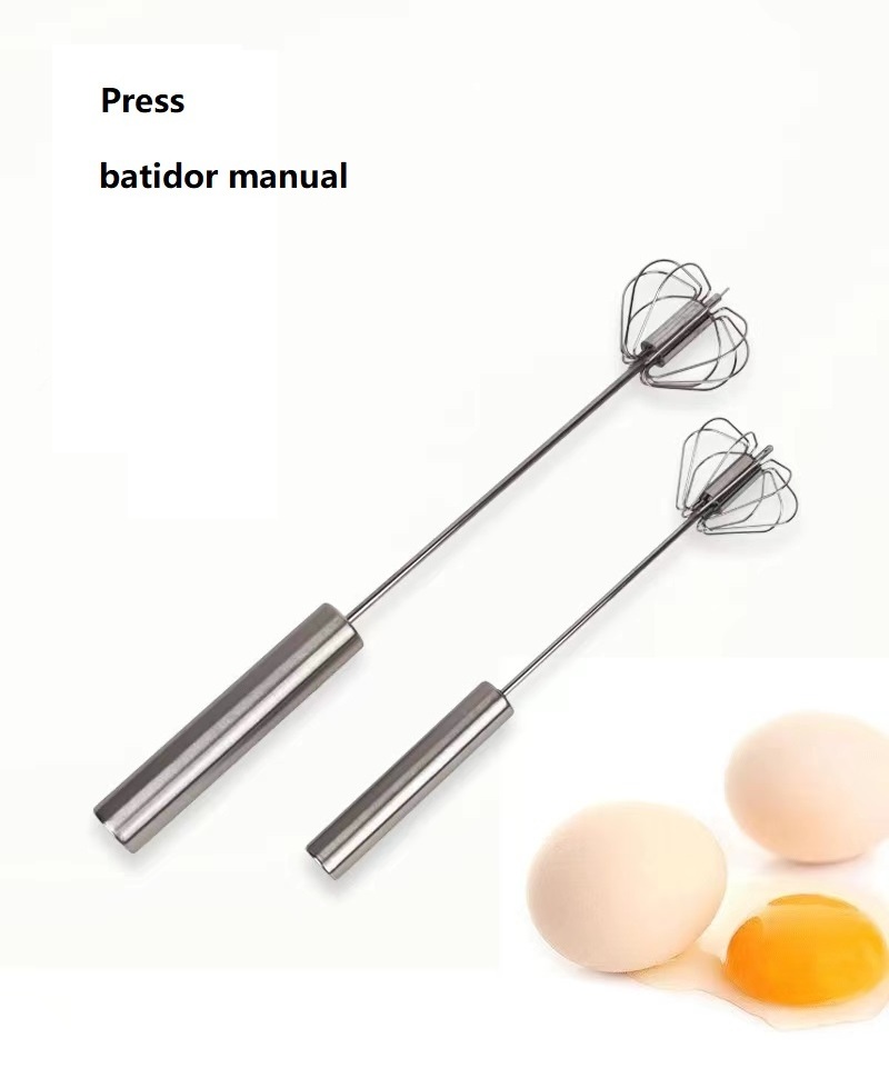 Kitchen egg whisk  6 8 10 12 14 Inch batidores manual Stainless Steel Rotary Semi Automatic Flat Manual Hand Mixer Egg Beater