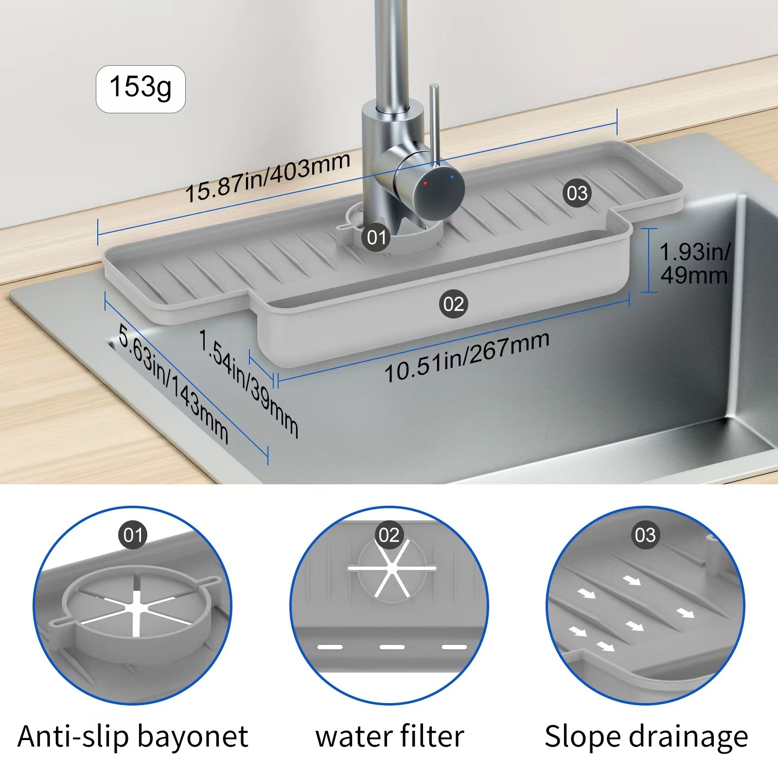 Silicone faucet splash guard Drying Mat for Kitchen bathroom faucet absorbent mat kitchen splash guard for sink