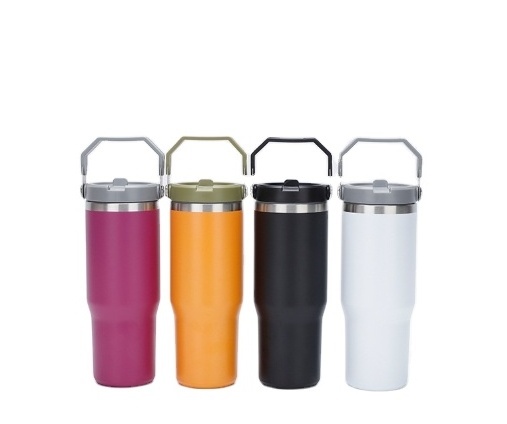 Customize sublimation tumbler wholesale bulk Thermal Insulation Folding Straw Cup 30oz Double Wall Stainless Steel Vacuum Cup