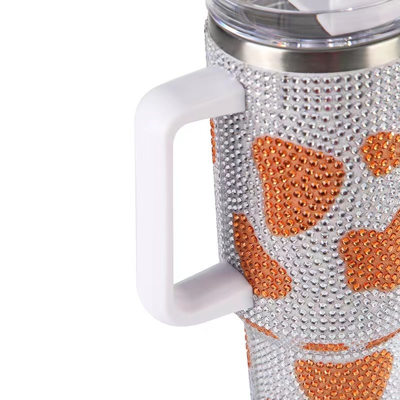 Rhinestone 40oz Double Wall Stainless Steel Vacuum Bling Tumbler With Handle