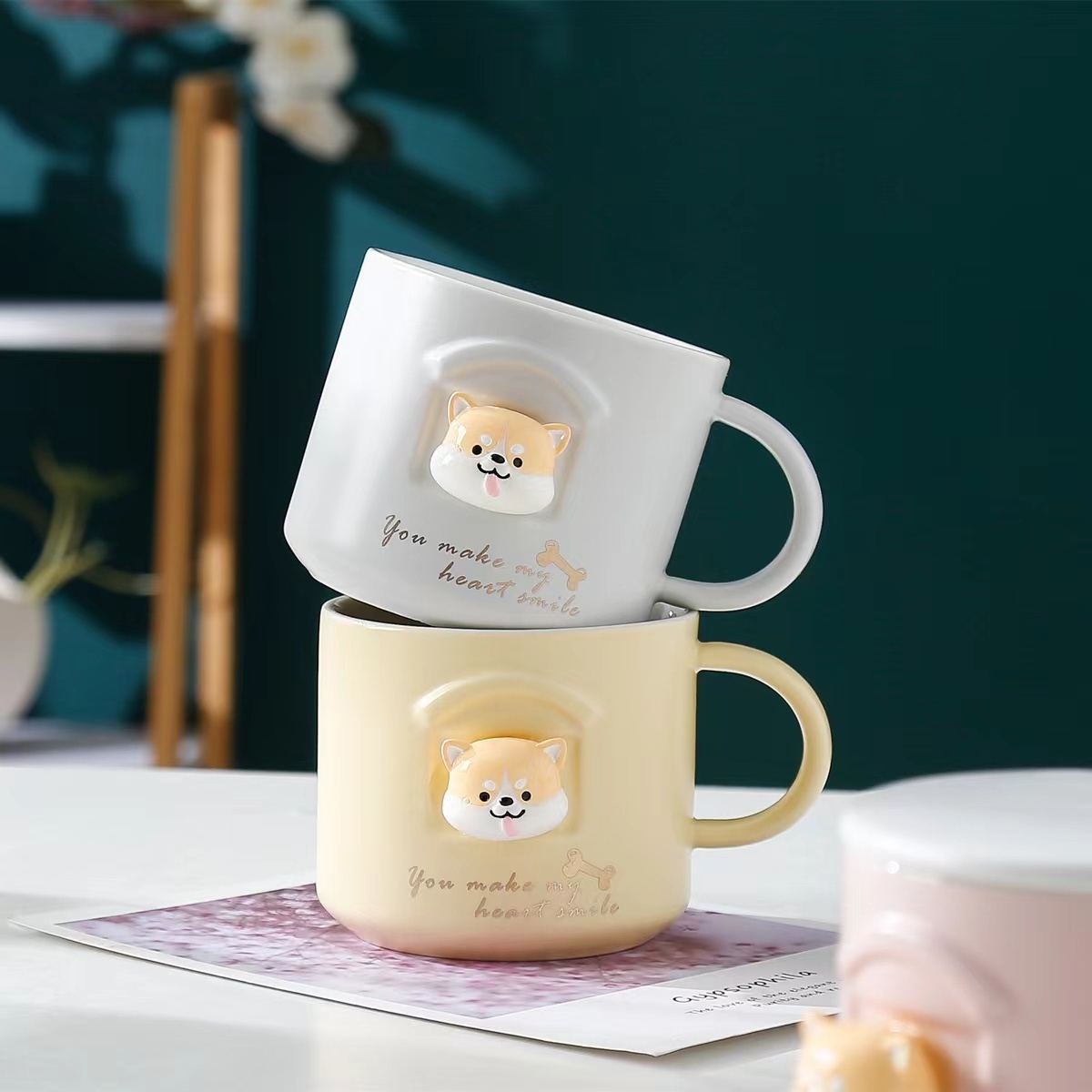 2022 in stock 3d dog mug coffee tea cups cute kawaii corgi mugs 301-400ml